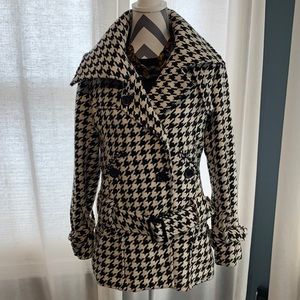 Houndstooth pea coat